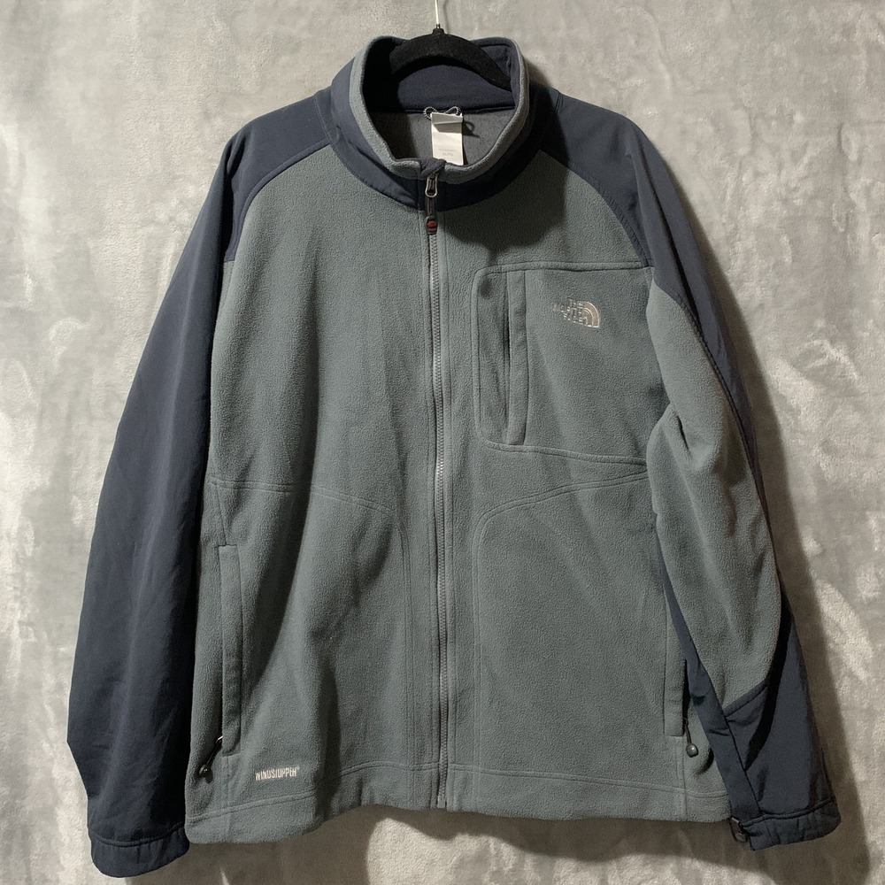 The North Face Men's XL Full Zip Fleece Jacket Windstopper  Blue Gray